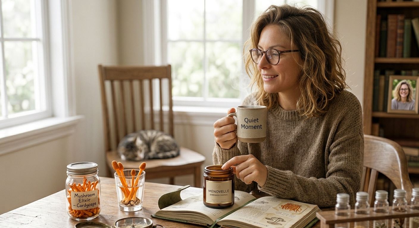 Menovelle bottle with botanicals