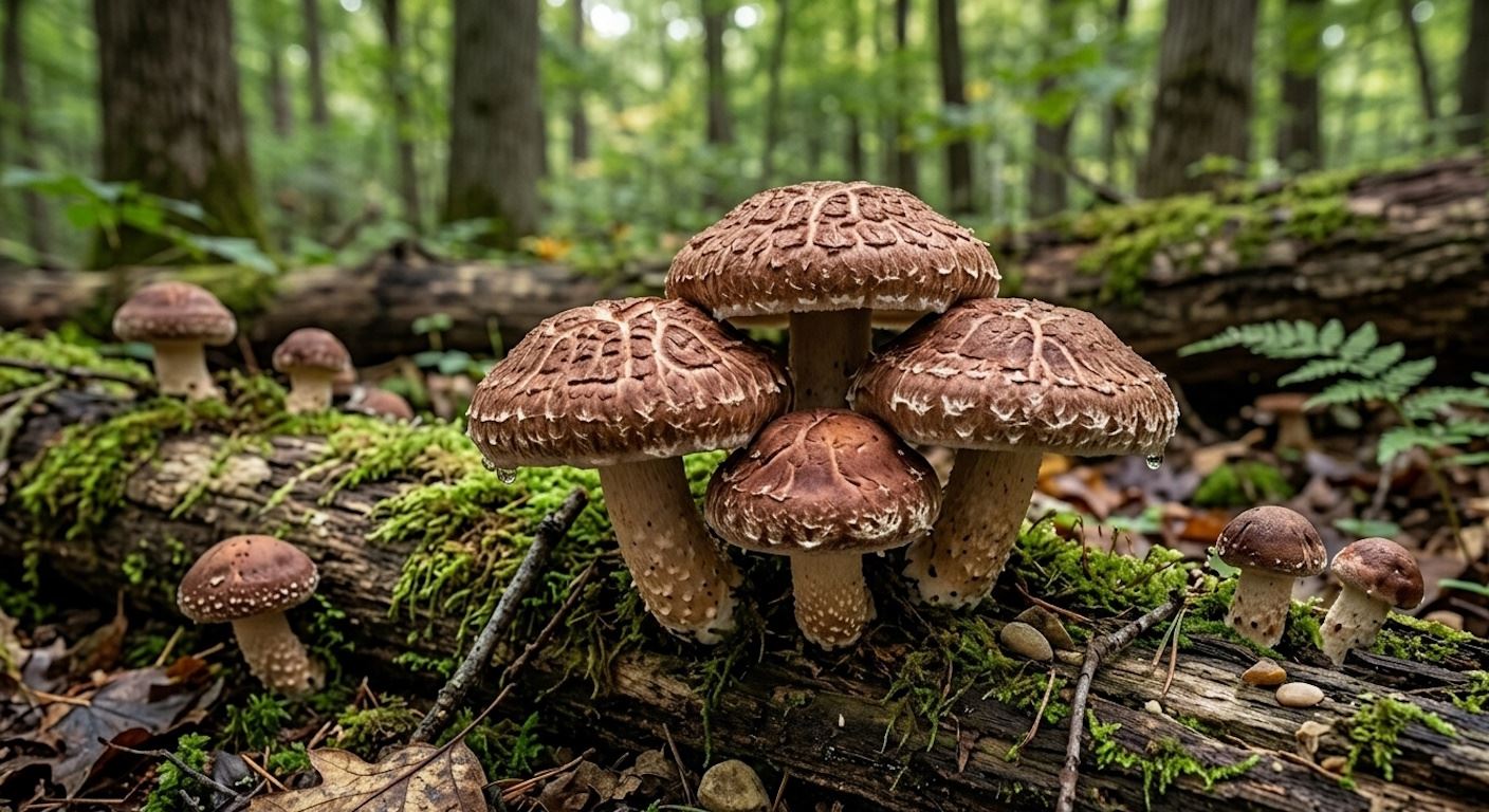 A closeup view of Shiitake mushroom